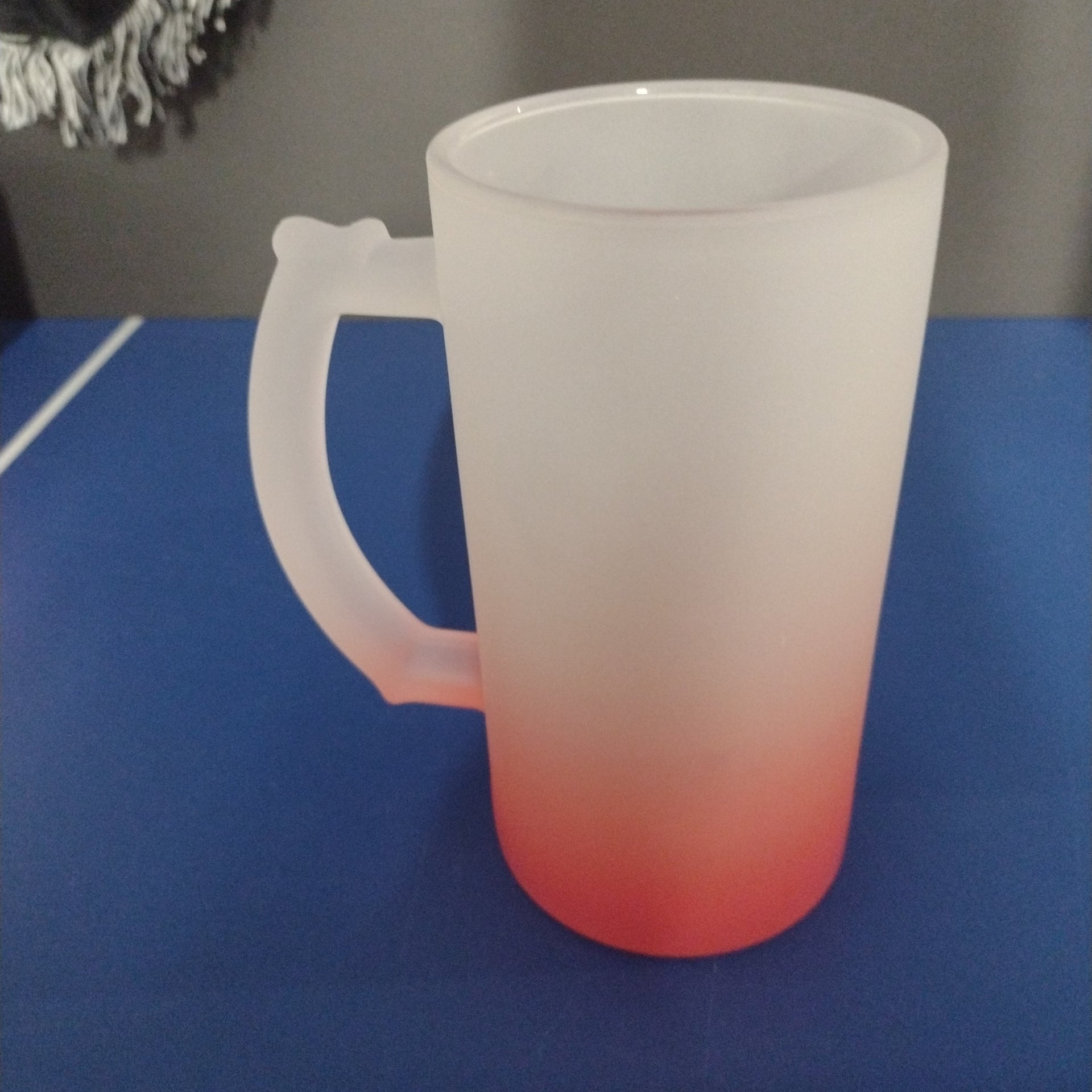 16oz. Red Frosted Glass Beer Mug