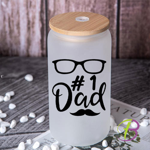 18 oz. Frosted Can Cup with Bamboo Lid Dad 1