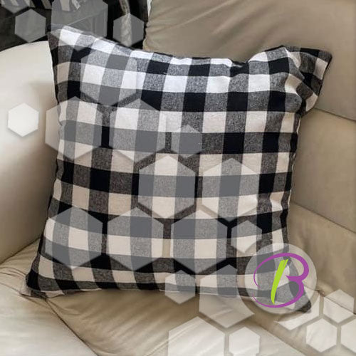 Christmas Plaid Pillows | Black Plaid – Frill – White