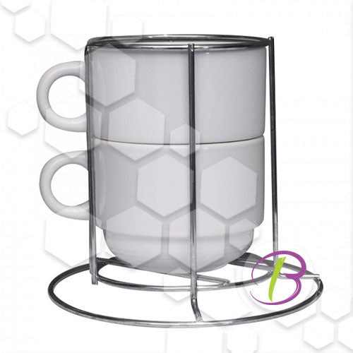 6 OZ Sublimation Mugs – Set of 2 in a Stacker Rack