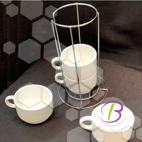 6 OZ Sublimation Mugs – Set of 4 in a Stacker Rack